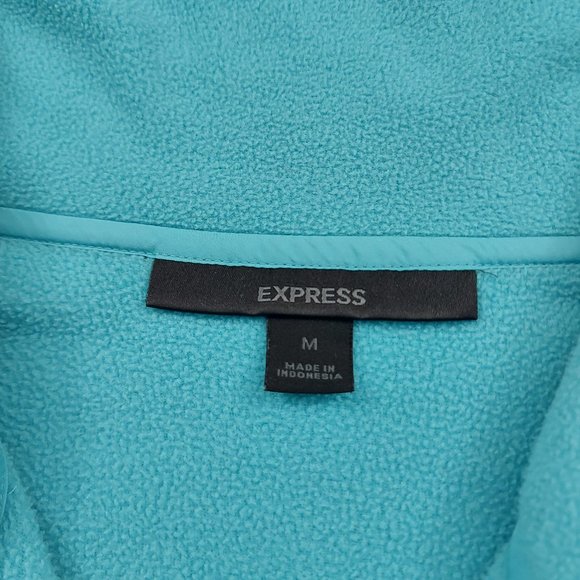 Express Sweatshirt Womens Medium Green Fleece 1/2 Zip Long Sleeve Cozy Comfy - Picture 10 of 11
